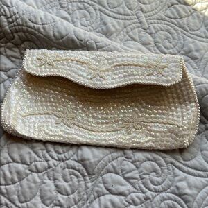 Chic Ivory Beaded Clutch